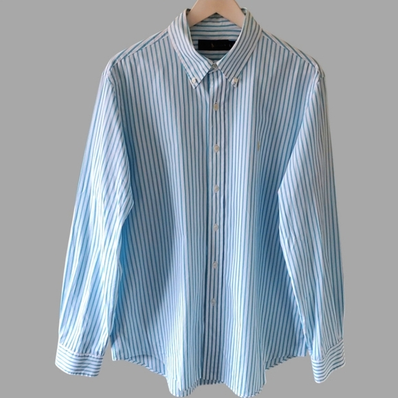 Ralph Lauren Other - Ralph Lauren L Pastel Blue Striped Academia Longsleeve Button Down Poplin Dress